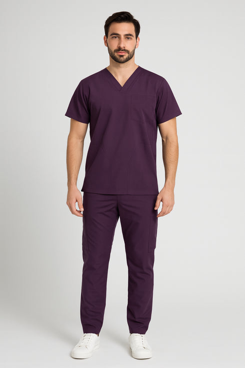 Men's V-Neck Utility Scrub – Multi-Pocket
